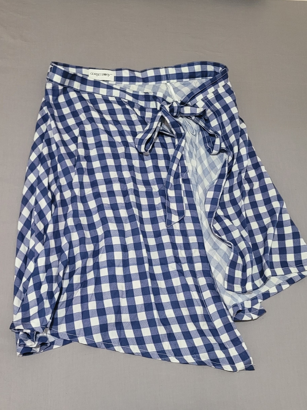 Corset Story Wrap Skirt in Blue and White -